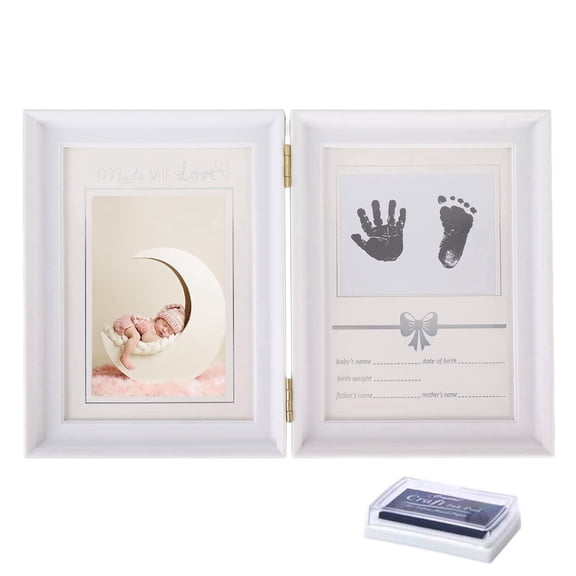 Baby Prints, Newborn Handprint and Footprint Picture Frame Keepsake Kit, 12.5 x 8 inchs , Mess-Free Ink Pad Included | Gift for New Parents for Babyshower | Photo Keepsake
