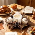 thumbnail image 4 of FeiFu Fall Pumpkin Candle Ring Wreath Artificial Maple Leaf Pine Cone Gourd Autumn Decor Table Centerpiece Harvest Halloween Thanksgiving Home Party Accent Guirnalda de Calabaza, 4 of 6