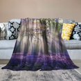 thumbnail image 2 of Pratyus Purple Flowers Trees Sunlight Print Flannel Throw Blanket, All Seasons Lightweight Blanket Gifts, Anti-Pilling & Wrinkle-Resistant 40x50in, 2 of 6