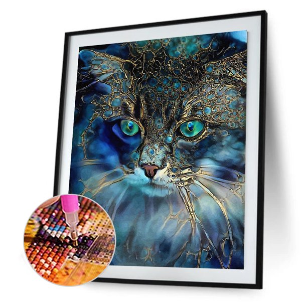Cuadros Decorativos 5D bricolaje taladro cuadrado completo diamante pintura gato Kit decoración del hogar artesanía (ZQF9185) Tmvgtek embutido en tela