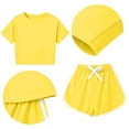 thumbnail image 3 of XYAIYT Girls Athletic Short Sets Summer Casual Outfits Sets Crew-neck Basic Tee and Drawstring Shorts, 3 of 5
