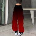 thumbnail image 2 of Gvdentm Women High Waisted Satin Cargo Pants Wide Leg Casual Pants Multi Pockets Straight Trousers ,S, 2 of 4