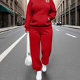thumbnail image 2 of Vornjynx Plus Size Womens 2 Piece Sets Fall Outfits Hooded Pullover Long Sleeve Tops Jogger Pants Lounge Matching Sets Red Size XL, 2 of 6
