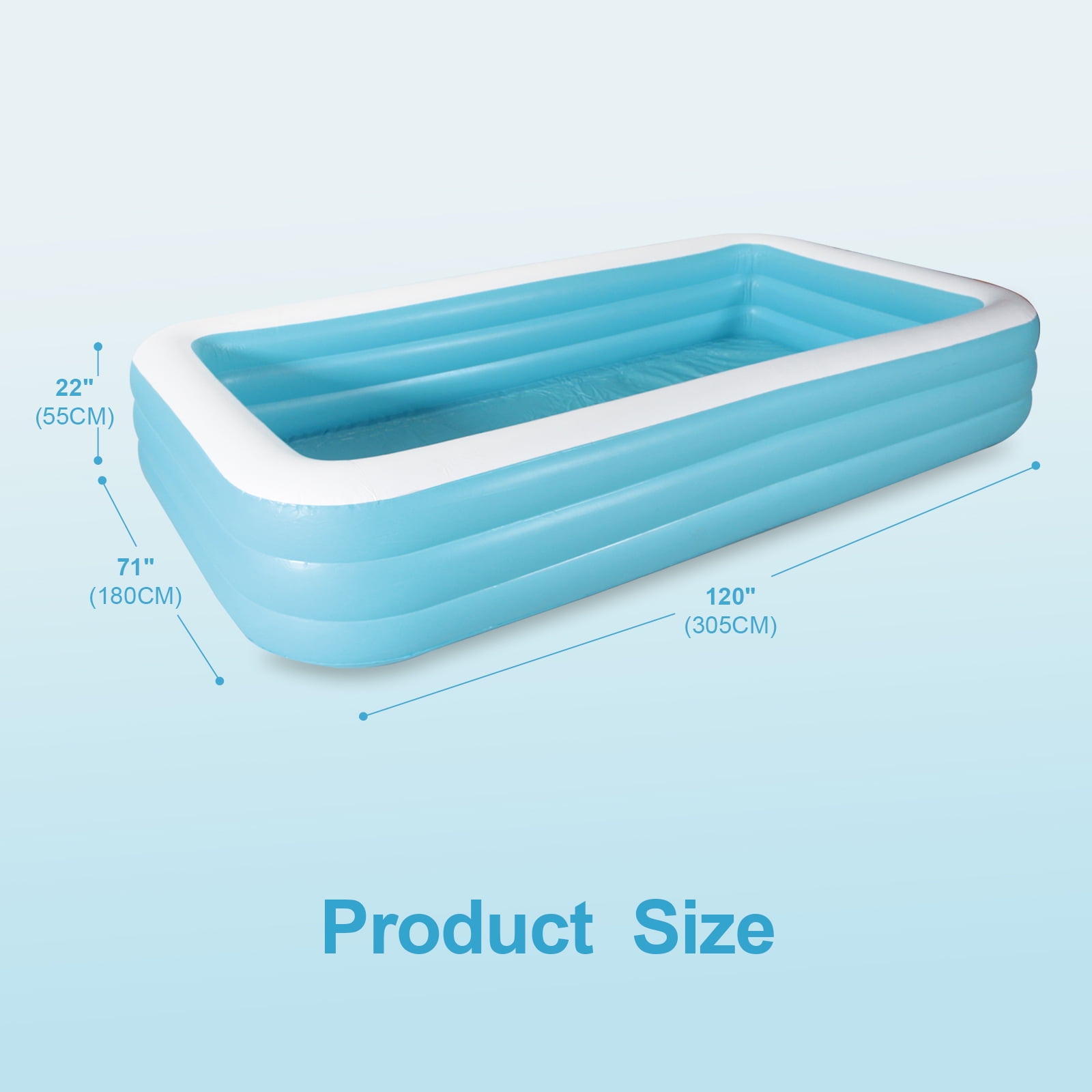 CADALENE Inflatable Swimming Pool for Kids and Adults, 10ft Rectangular Family Large Blow up Pool for Backyard, Outdoor