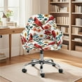 thumbnail image 2 of Xoenoiee Cardinal Flower Pattern Velvet Office Chair Slipcover with Arms, Modern Office Computer Chair Protector,Stretch Wingback Dining Chair Cover Protector for Home Kitchen Living Room, 2 of 7
