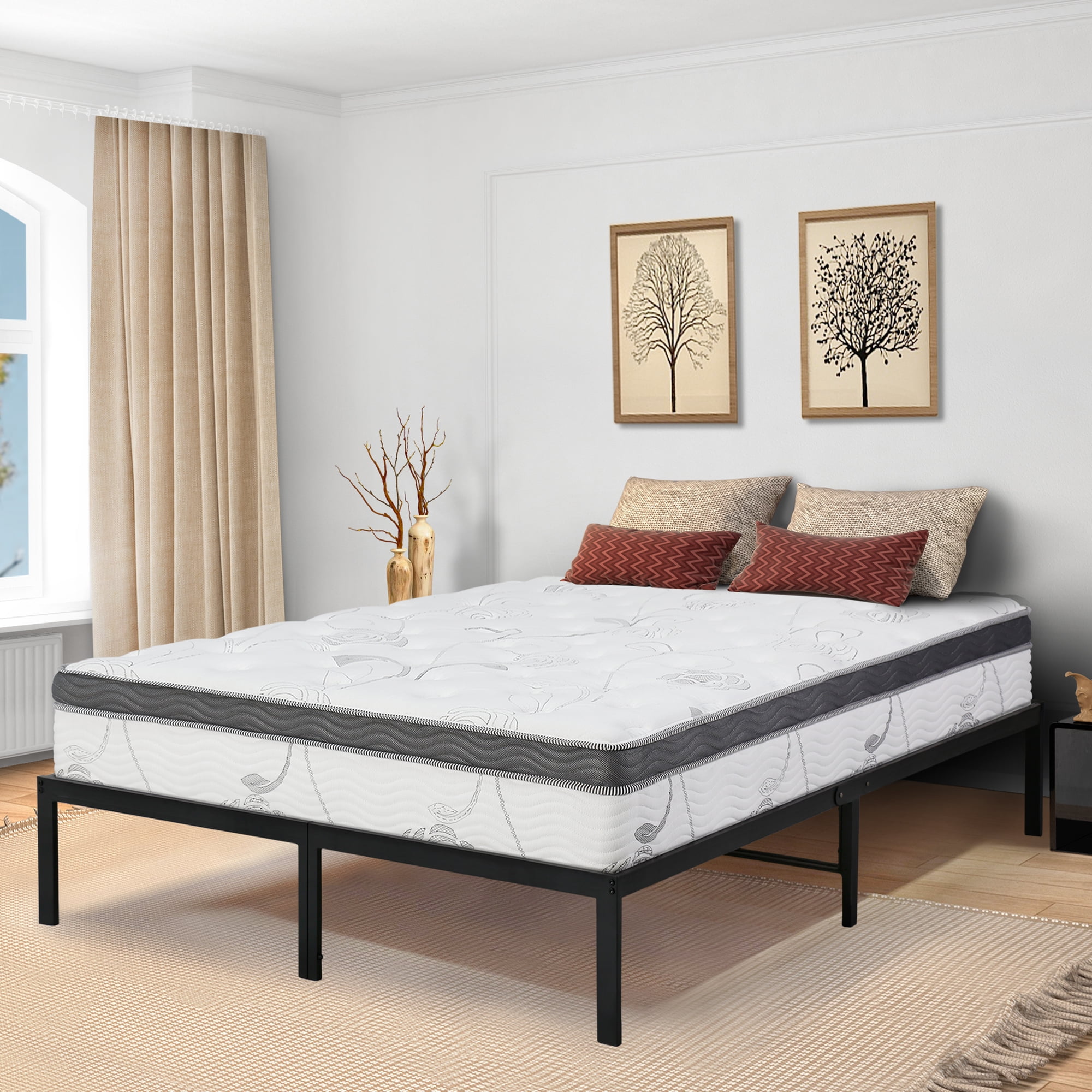 GranRest 14 Inch Innovative Metal Platform Bed Frame, Full 