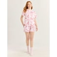 thumbnail image 3 of Joyspun Women's Short Sleeve Top and Shorts Pajama Set, 2-Piece, Sizes XS-3X, 3 of 6