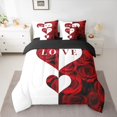 thumbnail image 2 of jejeloiu Rose Loves Pattern 7pcs Bedding Comforter Set,Romsntic Valentins'S Day Queen Bedding Sets,Red White Queen Sheet Sets For Men Women,Luxury Bedroom Decor Reversible, 2 of 8