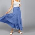 thumbnail image 5 of QATAINLAV Women's Drawstring Smocked Waist Long Skirts Summer Flowy Boho Maxi Skirt Pleated A Line Skirts Casual Vacation Outfits Blue XL, 5 of 10