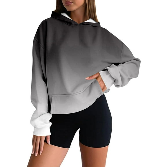 Womens Oversized Hoodies, Long Sleeve Pullover for Women Fall Fashion Loose Fit Ombre Tie Dye Crewneck Hooded Sweatshirts with Pockets