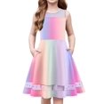 thumbnail image 1 of Vestido Arshiner sin mangas con estampado de arcoíris para niñas, talla 6, 1 of 4