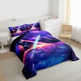 thumbnail image 3 of Lightsaber Comforter Set Twin Size Galaxy Universe Planet Bedding Set Room Decor,Watercolor Star Sky Quilt Set Fantasy Duvet Insert,Purple, 3 of 7