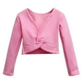 thumbnail image 5 of BRGZLK Girls Ballet Wrap Tops V-Neck Long Sleeve Thick Cotton Dance Sweater Shawl Fall Winter Coat for Kids Pink 7-8 Years, 5 of 5