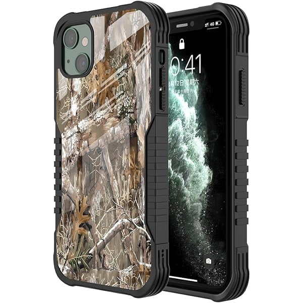 wonima11 Camo Leaf Camouflage Design Compatible with iPhone 13, iPhone 14 Case for Scratch-Resistant Shockproof Acrylic Back Panel and Elastic Soft TPU Frame Protection Cover