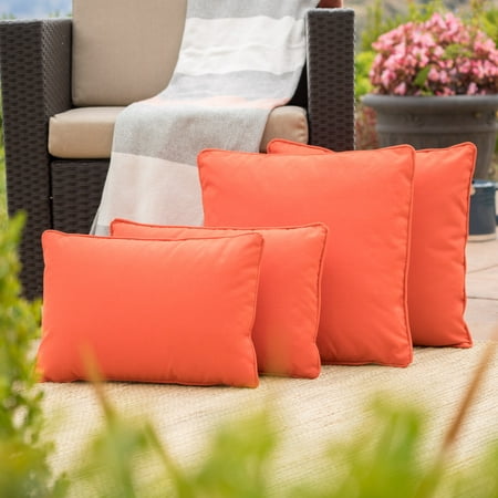Noble House Esme Outdoor Fabric Pillows, Set of 4, Orange