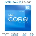 thumbnail image 2 of Procesador INTEL Core I5 12400F 2.5 GHz 6 Core LGA 1700 BX8071512400F Azul, 2 of 6