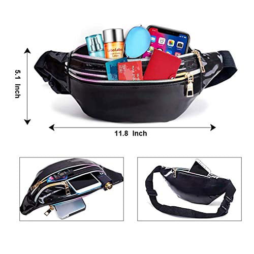 Shiny Causal Bags Cute Bum Bag Hip Sacks for Travel Festival Hiking Rave Holographic Fanny Packs Women Men Kids Fashion Waist Pack 3 Pouches Adjustable Strap swelldom Fanny Pack Belt Bag