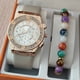 thumbnail image 1 of Reloj de pulsera de cuerda para mujer con superficie de uña de tira de aleación, superficie multicolor con cinta de terciopelo, reloj de pulsera, 1 of 5