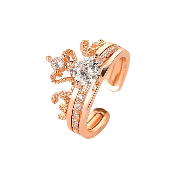 Rings for Women Girls Crown Ring Princess Queen Opening Adjustable