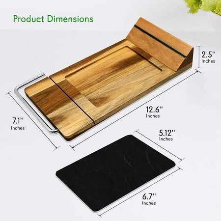 NutriChef Bamboo Cheese Serving Board Tray PKCZBD50 - Natural, Black - Natural, Black