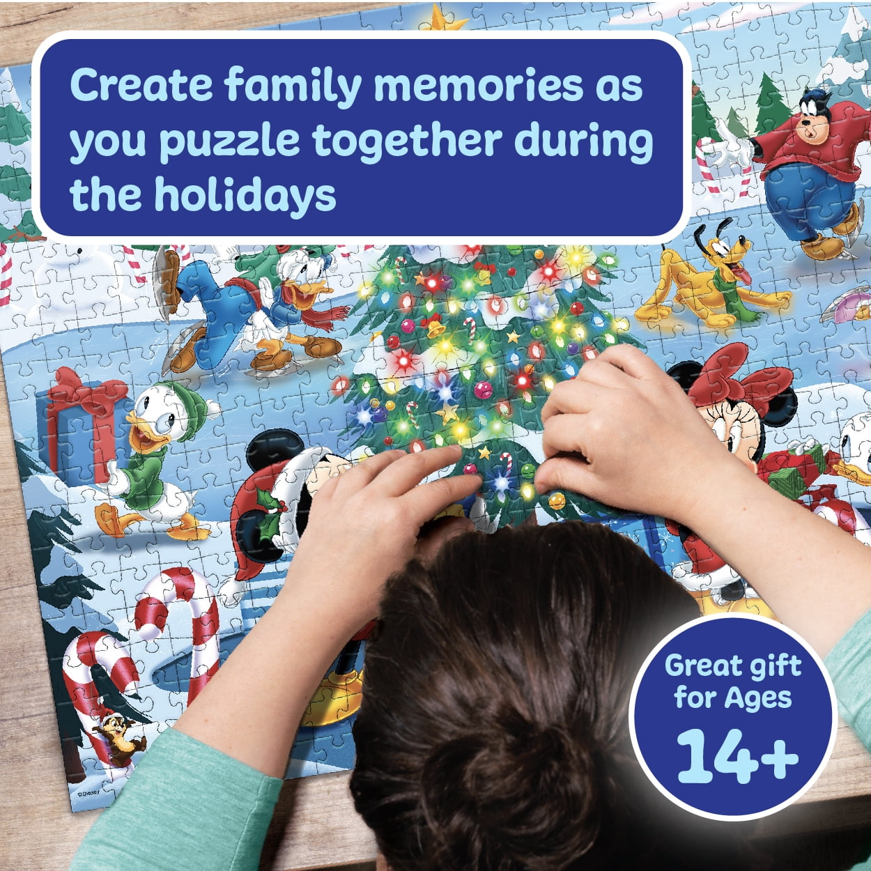 Ceaco Disney Mickey and Friends Holiday Magic Light Up 500-Piece Interlocking Jigsaw Puzzle