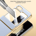 thumbnail image 3 of Para Samsung Z Flip6/5 funda para teléfono móvil con bisagra de resorte de piel lisa galvanizada, funda protectora a prueba de caídas con todo incluido, 3 of 5