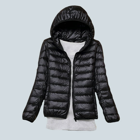 Meichang Womens Light Puffer Jacket with Hood Plus Size Down Coat Portable Zip Up Quilted Jackets Dolman Long Sleeve Outerwear