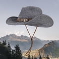 thumbnail image 2 of Chapeau de Soleil Décontracté Style Cowboy d'Été Style Panama, 2 of 3