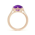 thumbnail image 2 of ANGARA Natural Five-Petal Flower 3.7 ct Amethyst Twisted Wire Halo Ring in 14K Rose Gold for Women (Size-10mm) | February Birthstone, Anniversary, Jewelry Gift for Women | Natural Amethyst Ring, 2 of 8