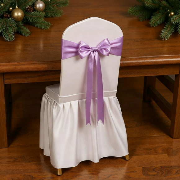 Nœud Papillon en Tissu Nœud de Noël Décoration de Chaise Attaches Extensibles Ruban Flottant en Polyester 18,9 Pouces pour Déco de Fête des Fêtes, Violet 1 Pcs JASKFLY