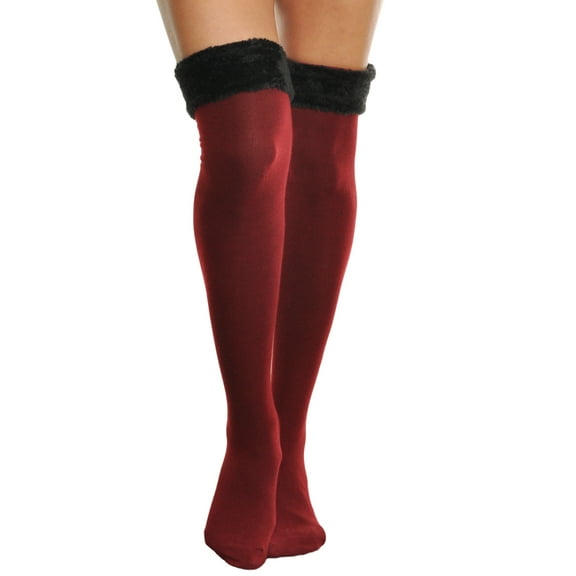 Angelina Winter Faux Fur Trim Knee Socks (1-Pack)