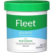 Fleet Laxative Glycerin Suppositories .. for Adult Constipation, 12 .. Count (Pack of 1 .. )