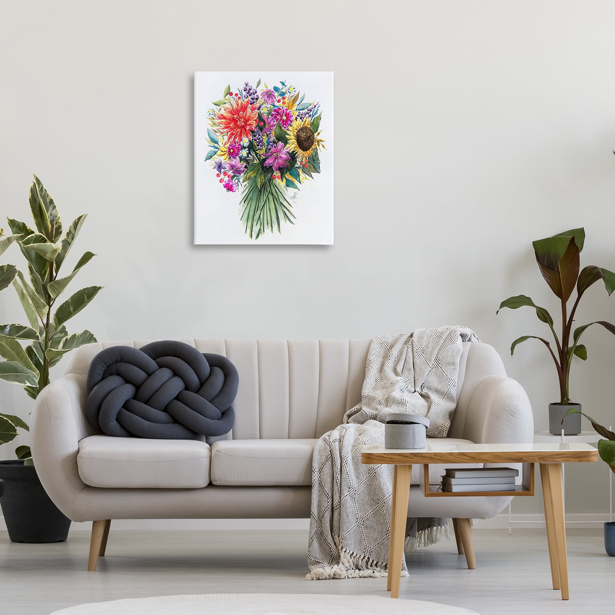 Stupell Industries Bright Wildflower Bouquet Botanical & Floral Painting Gallery Wrapped Canvas Art Print Wall Art, 24 x 30