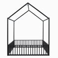 thumbnail image 6 of Euroco Metal Full Size House Bed Frame, Low Profile Canopy Bed with Fence and Door for Kids, Black, 6 of 15