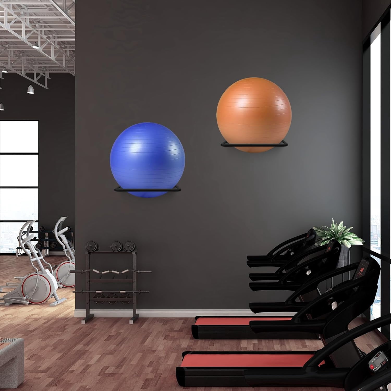 Large Stability Ball Wall RackYoga Ball Storage Rack, Yoga Studio and Home or Commercial Gym Exercise Ball Equipment Organizer