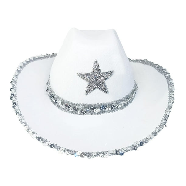 Sombrero de vaquero, sombreros de ala, sombrero de mujer para verano, accesorios de disfraz para libre Blanco Sunnimix Sombrero de vaquero