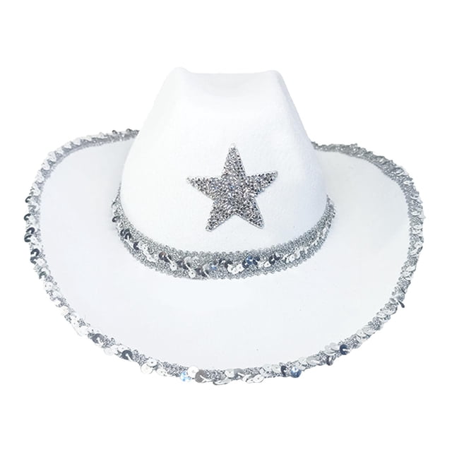 Sombrero de vaquero, sombreros de ala, sombrero de mujer para verano, accesorios Blanco jinwen Sombrero de vaquero