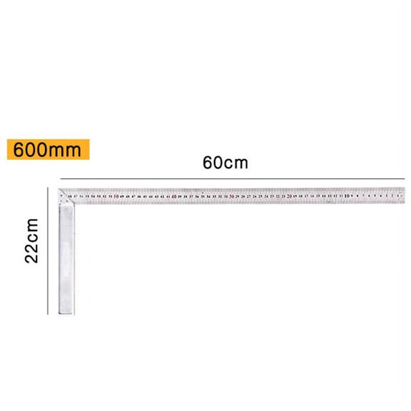 1Pc 250Mm-600Mm L Shape Angle Square Ruler Construction Carpenter Ruler Aluminum Alloy Household Rulers Measuring Tool 600Mm