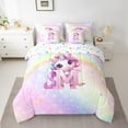 thumbnail image 2 of Erosebridal Pink Unicorn Bedding Twin Size, Initial Letter M Bedding Sets Twin Size, Princess Flower Decor, Reversible 7pcs, 2 of 5