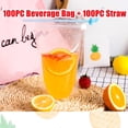 thumbnail image 2 of Uanit Beverage Bags and Straws 100 Pc + Transparent Drink Bag Cold Zipper Fresh Food Keeping Kitchen Dining & Bar, 2 of 9