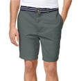 thumbnail image 1 of Pantalones cortos tipo chino informales con cinturón y frente plano para hombre de Club Room, gris, 40 Club Room  chino, 1 of 1