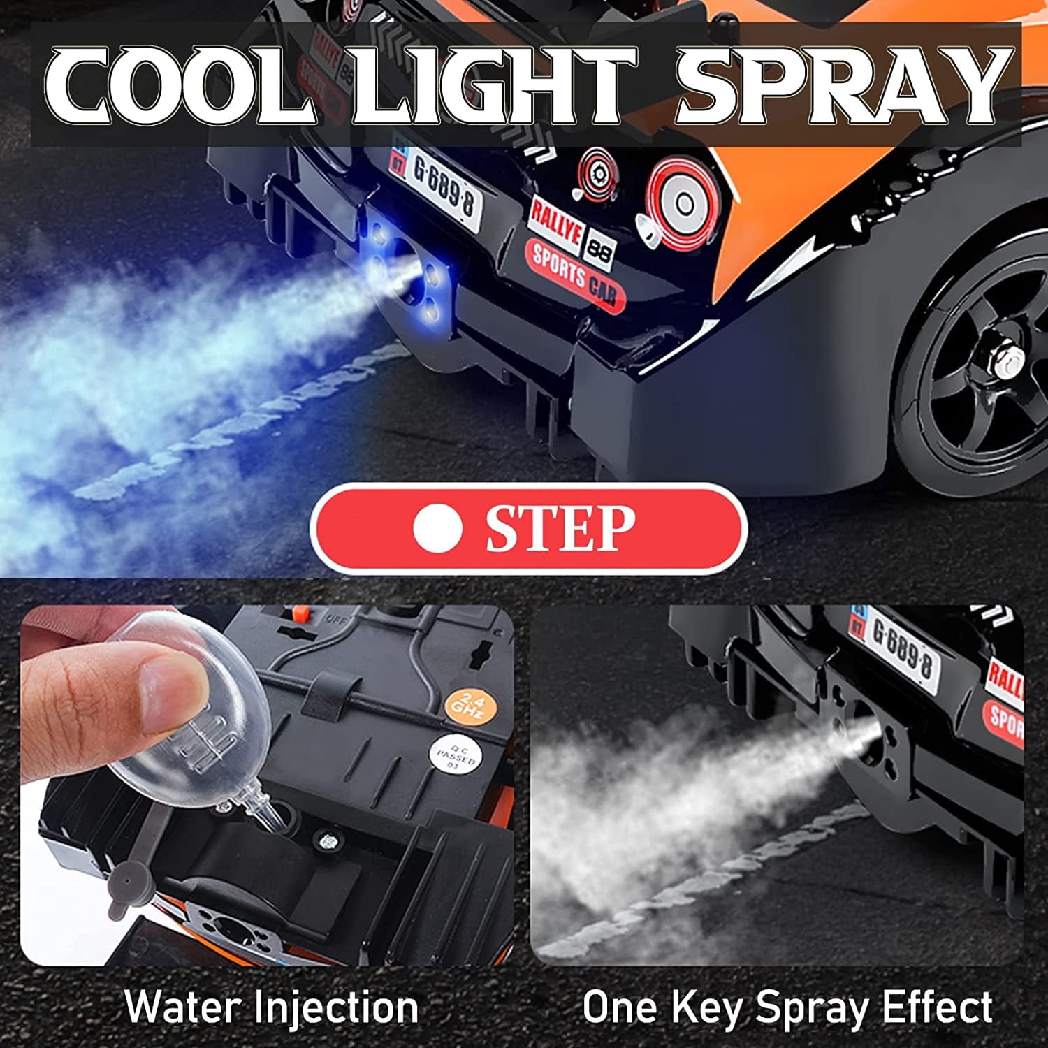 High Speed RC Drift Car for Boys, 2.4GHz 1:16 Scale 4WD 18KM/H Radio Control Cars with LED Lights, Blue Gray
