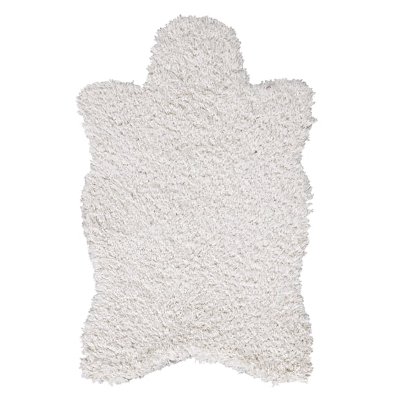 Ottomanson Flokati Non-Slip Rubberback Solid 2x3 Soft Indoor Accent Rug, 2' x 3'3", Ivory