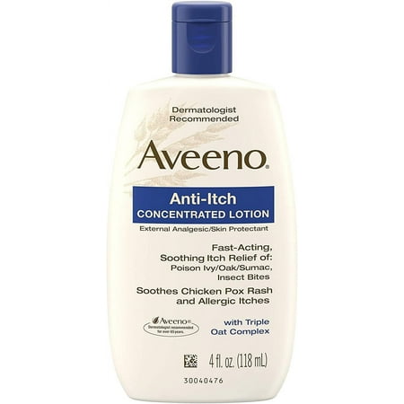 Aveeno Anti-Itch Concentrated With Triple Oat Complex, Skin Protectant For Fast-Acting Itch Relief From Poison , Insect Bites, Chicken Pox, And Allergic Itches, 4 Fl.Oz (Pack Of 2)