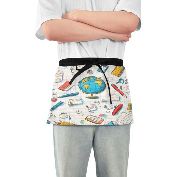 Yayeee Waist Apron with Pockets for Cooking Waterproof Half Server Aprons, Colorful School