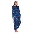 thumbnail image 3 of Ashford & Brooks Women's Mink Fleece Hooded One Piece Pajama Jumpsuit - Navy Frozen Sowflake - Medium, 3 of 5