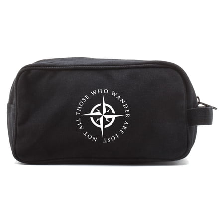 LOTR Not All Those Who Wander Are Lost Travel Toiletry Bag Case, Black & White