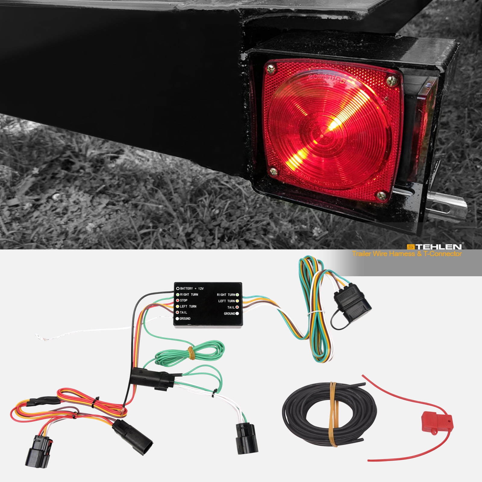 Stehlen 642167818205 Trailer Tow Hitch 4 Way Flat Wiring Harness T