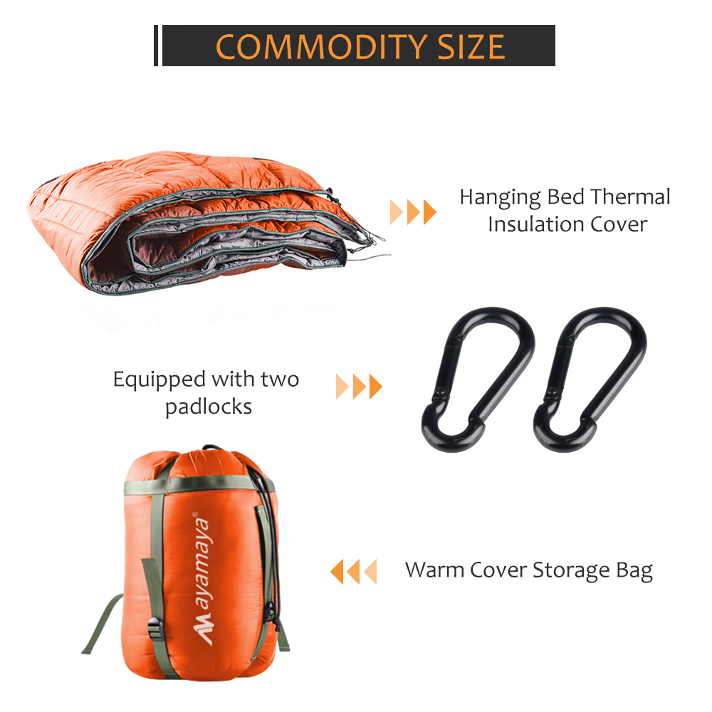 IClover Full Length Hammock Underquilt Camping Hiking Under Quilt Winter Warm Blanket US Orange