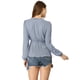 thumbnail image 5 of INSPIRE CHIC Top de gasa transparente con mangas largas y cuello en V profundo para mujer Azul L, 5 of 6